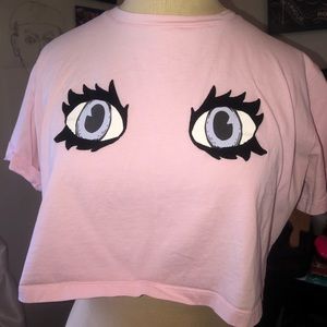 👚👁pink velvet-eyed crop-top👁👚